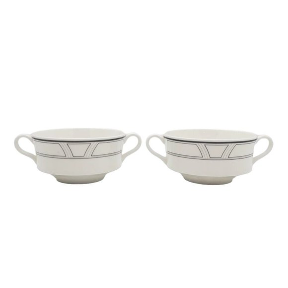 Set of Two Lenox Uptown Cream Soup Bowls, 2 Handles 4" Replacement - Picture 1 of 4